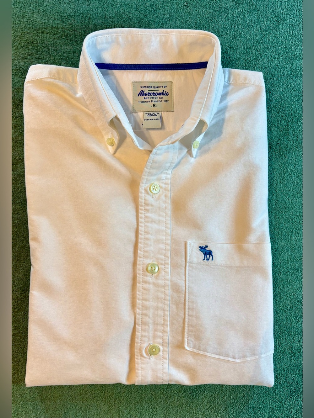 Abercrombie & Fitch White Button-Down Oxford Shirt - Men's, Size: S (6567)